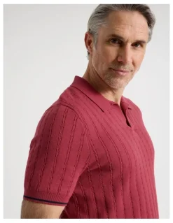 Regatta Open Collar Cable Knit Polo in Red