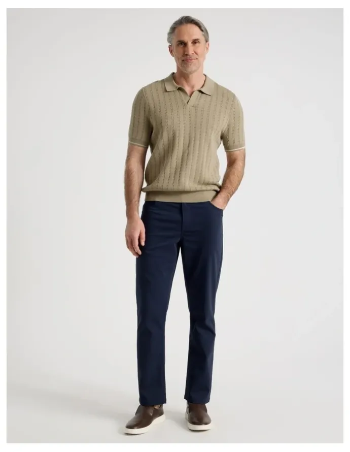 Regatta Open Collar Cable Knit Polo in Taupe