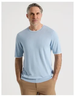 Regatta Short Sleeve Bamboo Cotton T-Shirt with Contrast Tipping in Light Blue