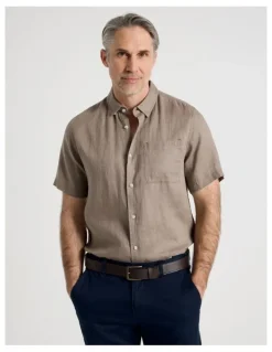 Regatta Short Sleeve Linen Shirt in Taupe