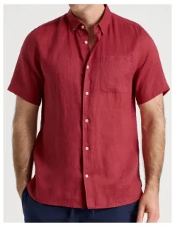 Regatta Short Sleeve Linen Shirt in Red