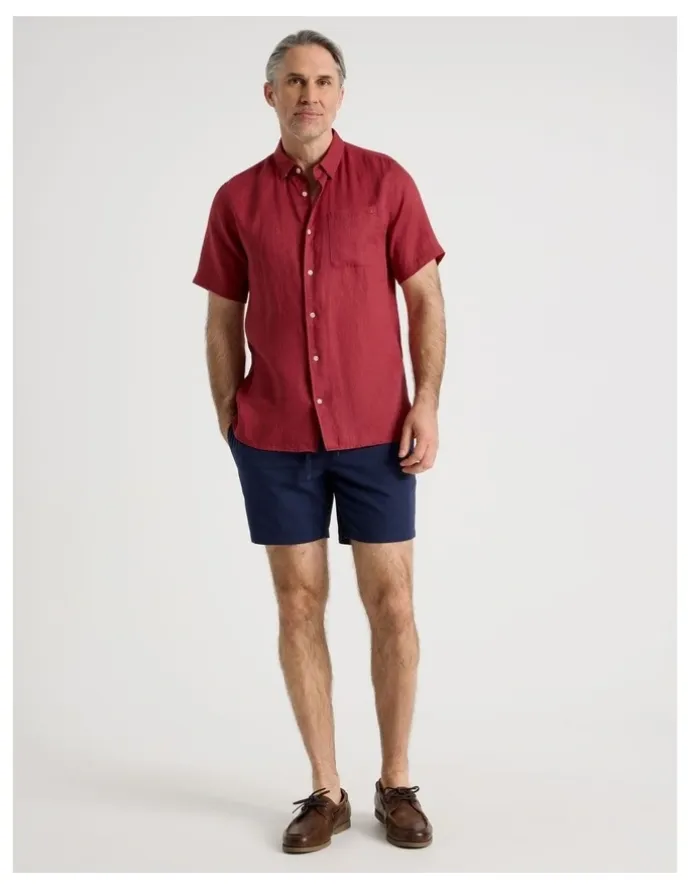 Regatta Short Sleeve Linen Shirt in Red