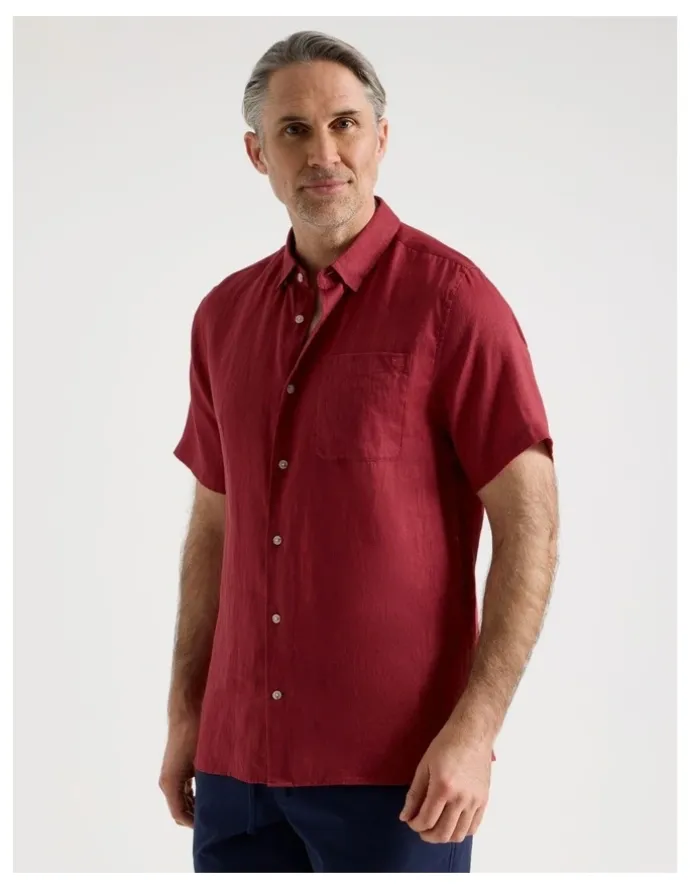 Regatta Short Sleeve Linen Shirt in Red
