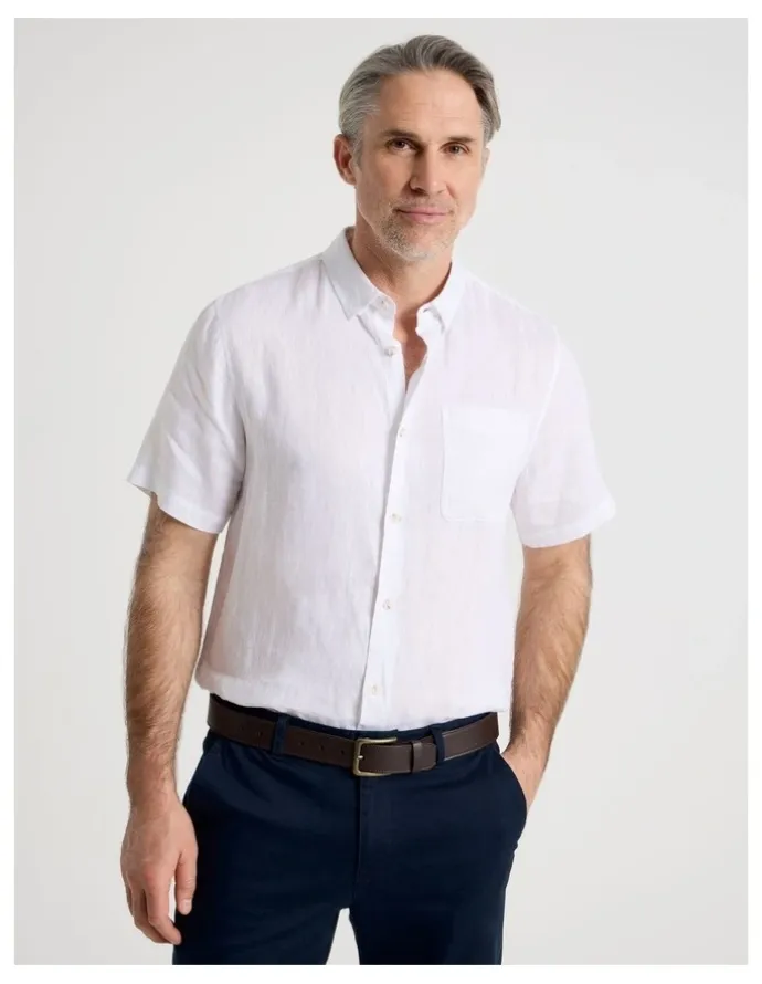 Regatta Short Sleeve Linen Shirt in White