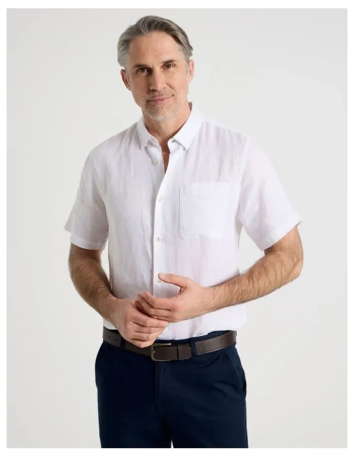 Regatta Short Sleeve Linen Shirt in White