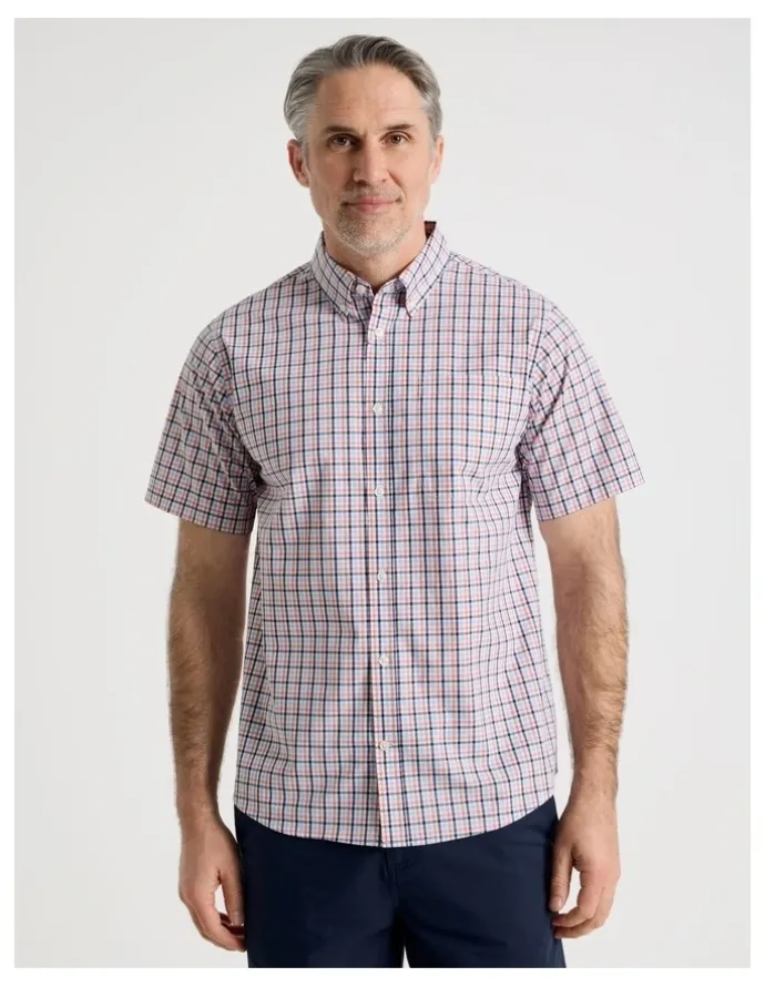 Regatta Short Sleeve Shirt in Coral Check