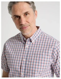 Regatta Short Sleeve Shirt in Coral Check