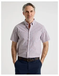 Regatta Short Sleeve Shirt in Coral Check