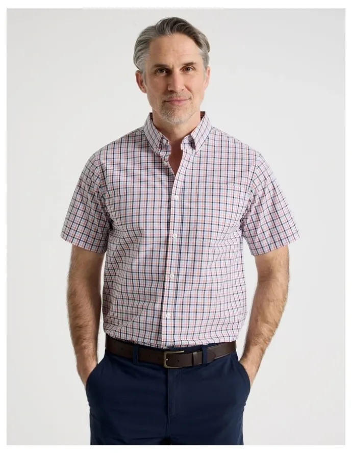 Regatta Short Sleeve Shirt in Coral Check
