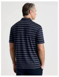 Regatta Tech Fine Stripe Polo in Navy