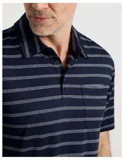 Regatta Tech Fine Stripe Polo in Navy