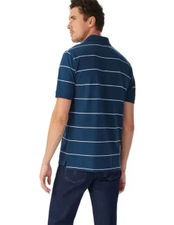 R.M.Williams Albany Stripe Polo Vintage Blue