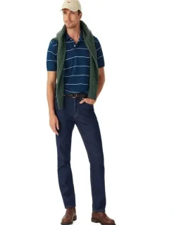 R.M.Williams Albany Stripe Polo Vintage Blue