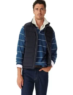 R.M.Williams Albany Stripe Rugby Sweat Top in Vintage Blue