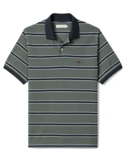 R.M.Williams Brunswick Stripe Polo Spruce in Green