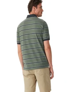 R.M.Williams Brunswick Stripe Polo Spruce in Green