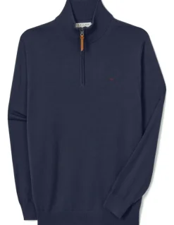 R.M.Williams Ernest Merino 1/4 Zip Knit in Navy