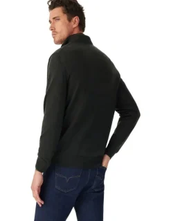 R.M.Williams Ernest Merino 1/4 Zip Knit in Forest Green