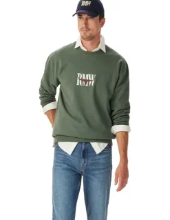 R.M.Williams Heritage Crew Sweatshirt in Spruce Green