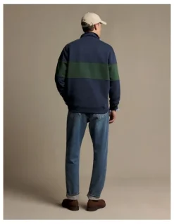 R.M.Williams Heritage Panel Quarter Zip Worker Blue