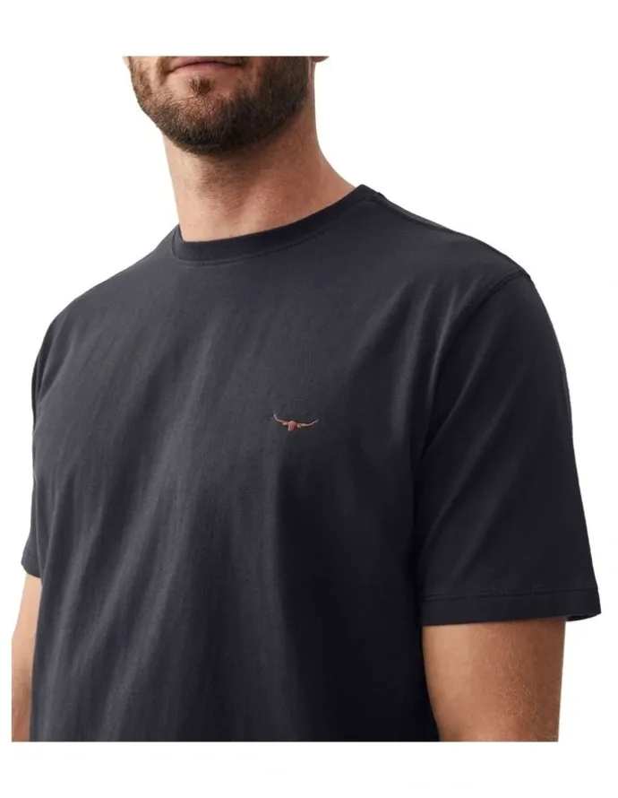 R.M.Williams Parson T-Shirt in Navy/Chestnut