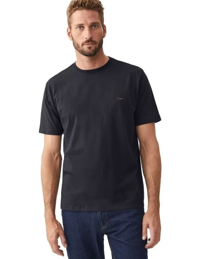 R.M.Williams Parson T-Shirt in Navy/Chestnut