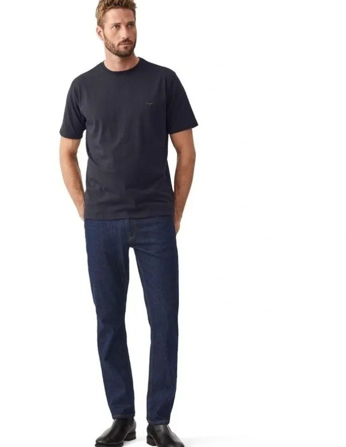 R.M.Williams Parson T-Shirt in Navy/Chestnut
