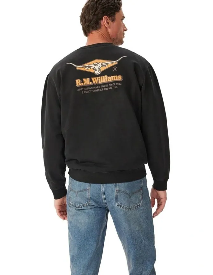 R.M.Williams Percy Crew Neck Sweatshirt in Black