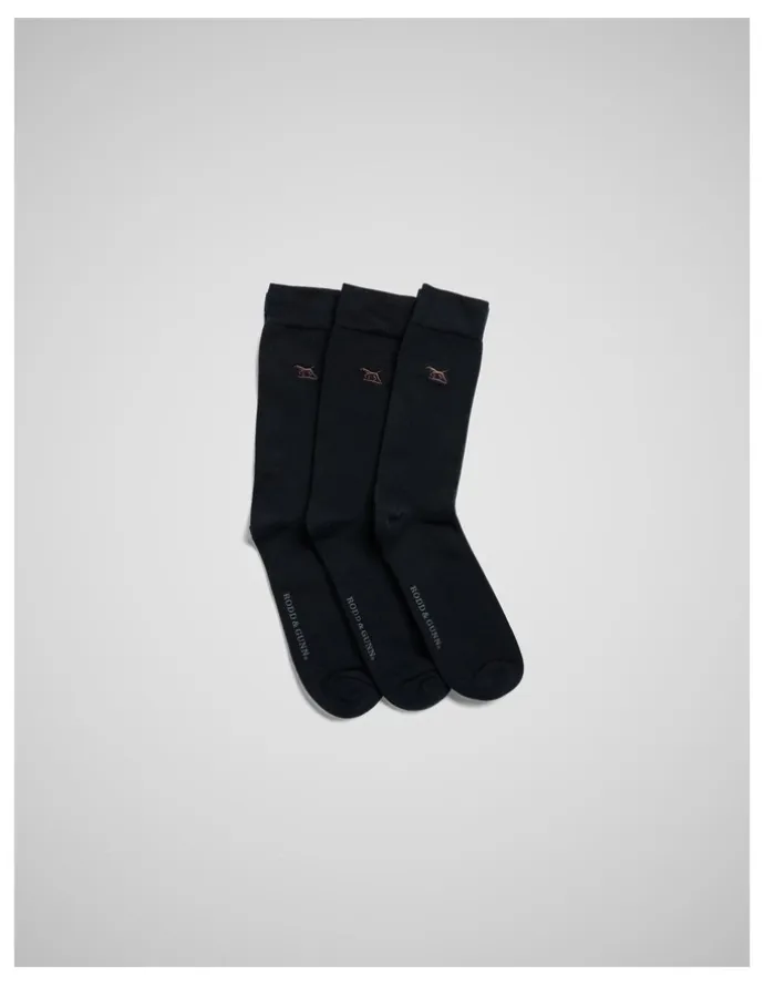 Rodd & Gunn Dry Plains Three Pack Socks in Marine