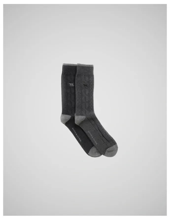 Rodd & Gunn Dunedin Cable Sock 2 Pack in Grey