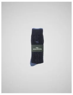 Rodd & Gunn Dunedin Cable Sock 2 Pack in Navy Denim