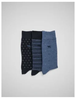Rodd & Gunn Seafcliff Sock 3 Pack in Blue Multi