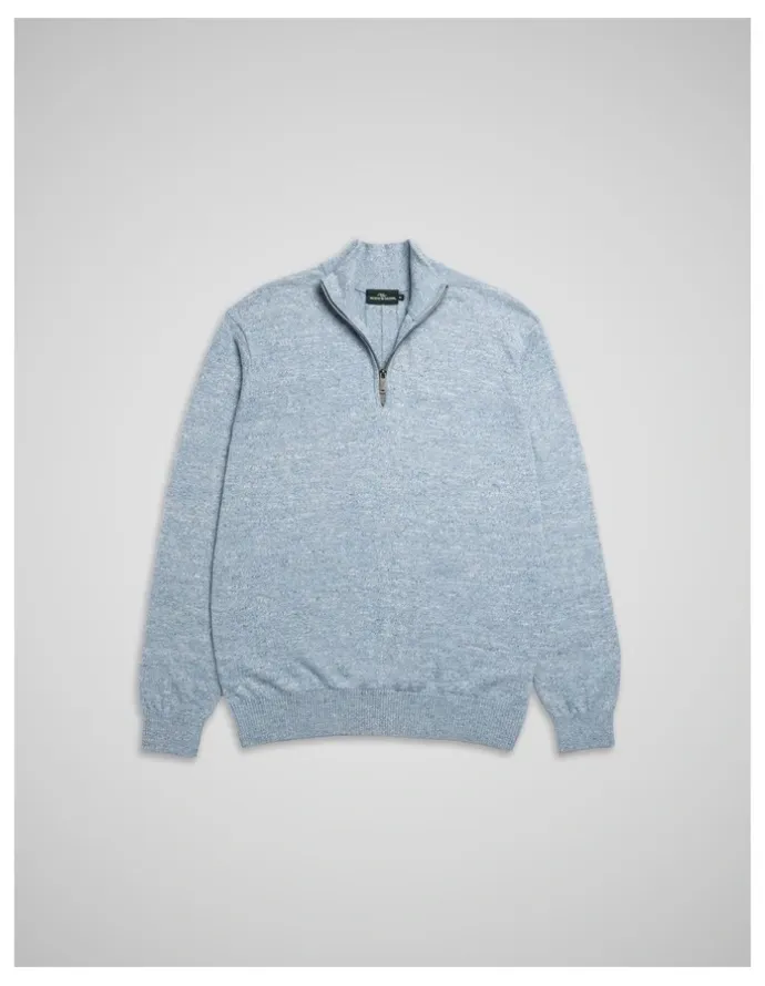 Rodd & Gunn Fortrose 1/4 Zip Knit in Ocean