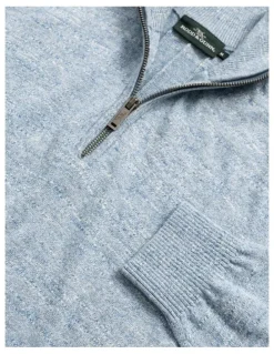 Rodd & Gunn Fortrose 1/4 Zip Knit in Ocean