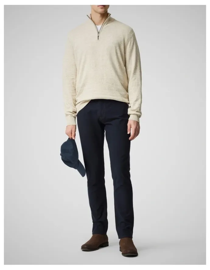 Rodd & Gunn Fortrose 1/4 Zip Knit in Straw