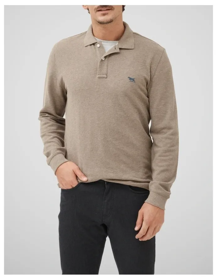 Rodd & Gunn Long Sleeve Sports Fit Gunn Polo in Latte