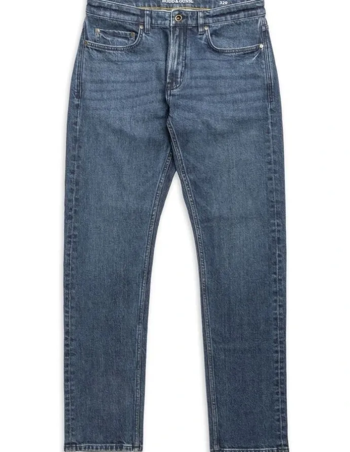 Rodd & Gunn Sutton Straight Fit Italian Regular Leg Denim Jeans in Dark Blue