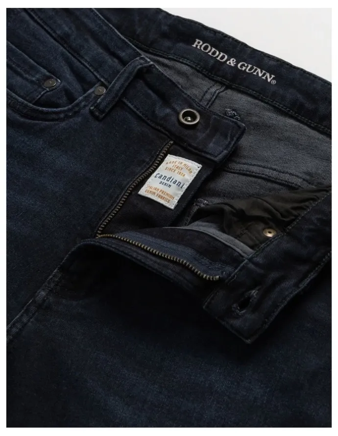 Rodd & Gunn Weston Straight Fit Italian Long Leg Denim Jeans in Blue/Black