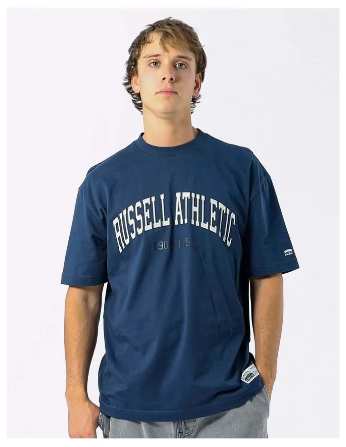 Russell Athletic Big Arch 2 Tone Mens Tee - Faded Navy