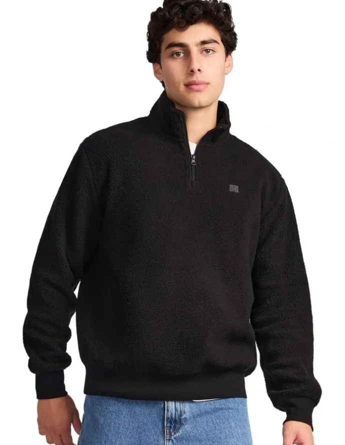 Russell Athletic Brooklyn Sherpa Mens Quarter Zip - Black