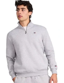 Russell Athletic R Logo Men's Quarter Zip - Grey Marle