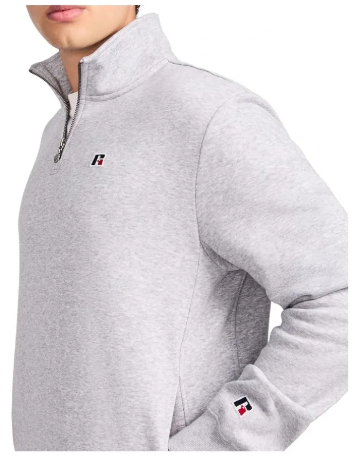 Russell Athletic R Logo Men's Quarter Zip - Grey Marle