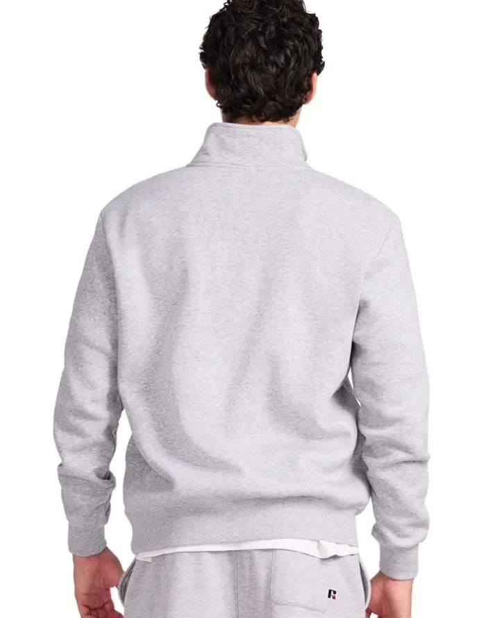 Russell Athletic R Logo Men's Quarter Zip - Grey Marle