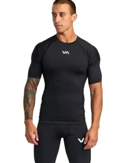 RVCA Compression Short Sleeve Top in Black
