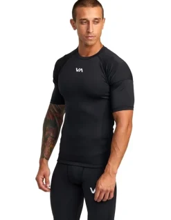 RVCA Compression Short Sleeve Top in Black