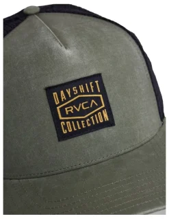 RVCA Dayshift Canvas Trucker Cap in Olive