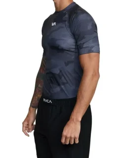 RVCA Sport Short Sleeve Rashguard in Black Camo