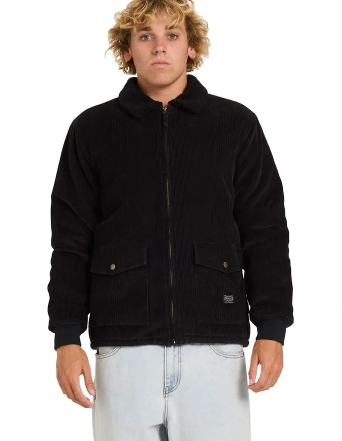 RVCA Station Cord Coach Jacket in Black