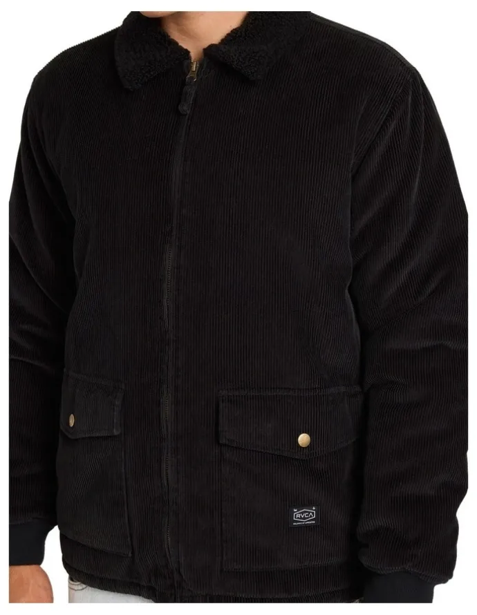 RVCA Station Cord Coach Jacket in Black