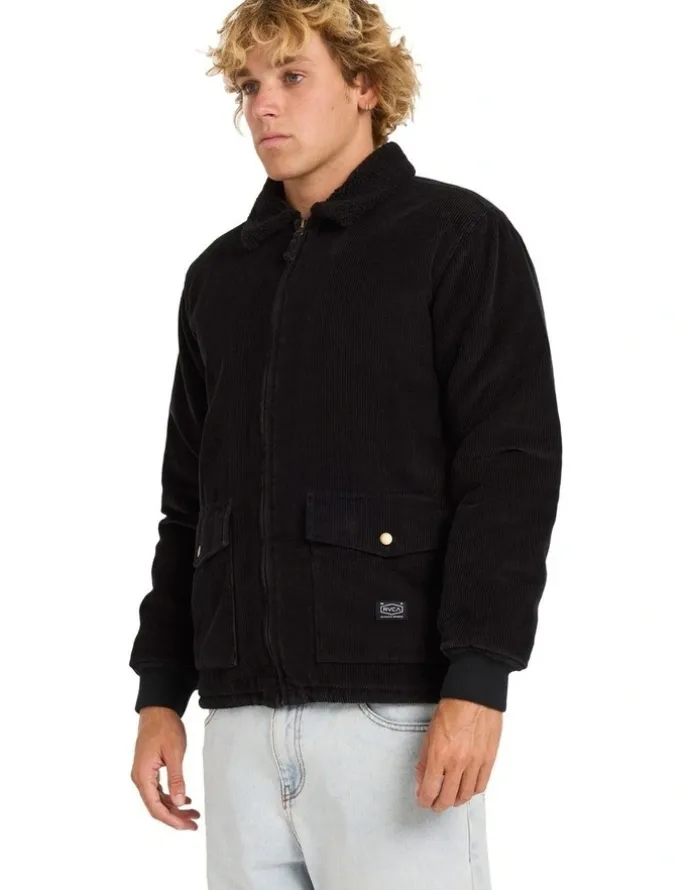 RVCA Station Cord Coach Jacket in Black